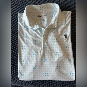 Men's ONWARD RESERVE PERFORMANCE Patterned White and Light Blue Polo Shirt